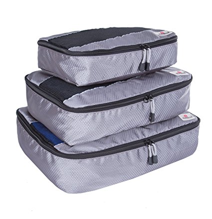 Suvelle 3 Piece Set Packing Cubes Slim Travel Organizers & Compression Pouches For Luggage Small Medium and Large