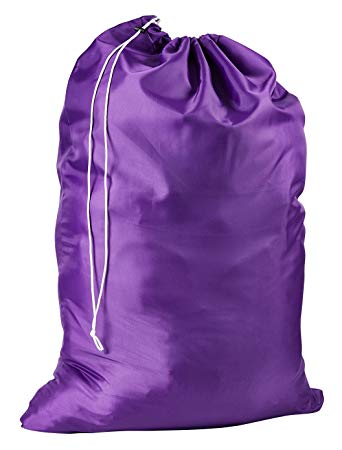 Nylon Laundry Bag - Locking Drawstring Closure and Machine Washable. These Large Bags Will Fit a Laundry Basket or Hamper and Strong Enough to Carry up to Three Loads of Clothes. (Purple)