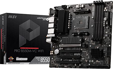 MSI PRO B550M-VC WiFi ProSeries Motherboard (AMD AM4, DDR4, PCIe 4.0, SATA 6Gb/s, M.2, USB 3.2 Gen 2, HDMI/DP, Wi-Fi, mATX)