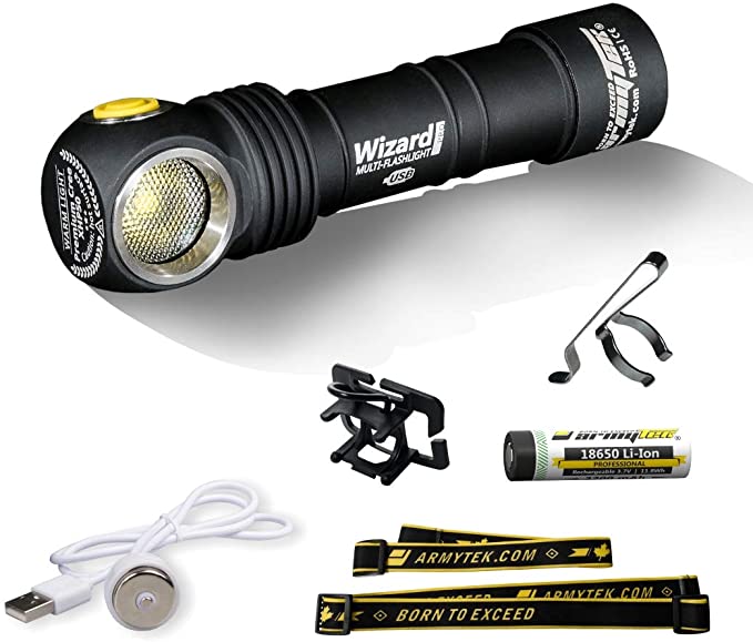 Armytek Wizard Pro v3 XHP50 Warm White LED Headlamp Flashlight Magnet USB Rechargeable 18650 Li-Ion Battery Included