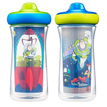 Disney/Pixar Toy Story Insulated Hard Spout Sippy Cups 9 Oz, 2pk | Scan with Free Share the Smiles App for Cute Animation | Share with Friends | Leak Proof Cups | Keeps Drinks Cool | Drop Guard