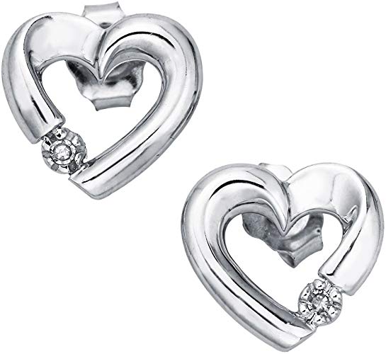Diamond Accent Heart Earrings in 10K White Gold