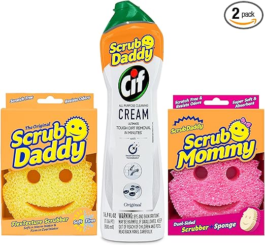 Scrub Daddy OG   Scrub Mommy   Cif All Purpose Cleaning Cream, Original - Multi Surface Household Cleaning Cream Scratch-Free Multipurpose Dish Sponge