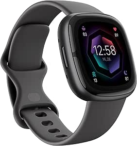 Fitbit Sense 2 Advanced Health and Fitness Smartwatch with Tools to Manage Stress and Sleep, ECG App, SpO2, 24/7 Heart Rate and GPS, Shadow Grey/Graphite, One Size (S & L Bands Included)