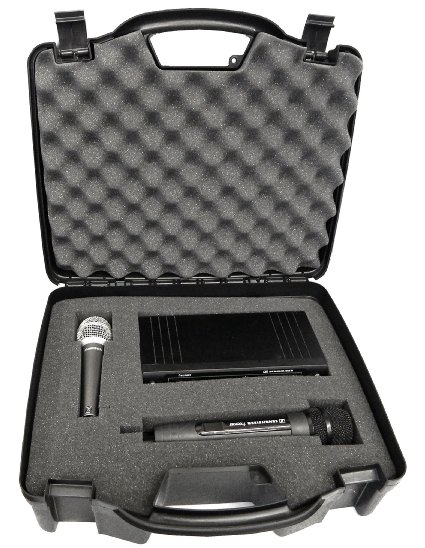 STUDIOCASE Wireless Microphone System Hard Case w/ Foam - Fits Sennheiser , Shure , Audio-Technica , Nady , VocoPro , AKG With Receiver , Body Transmitter , UHF Headset , Lavalier and Handheld Mics