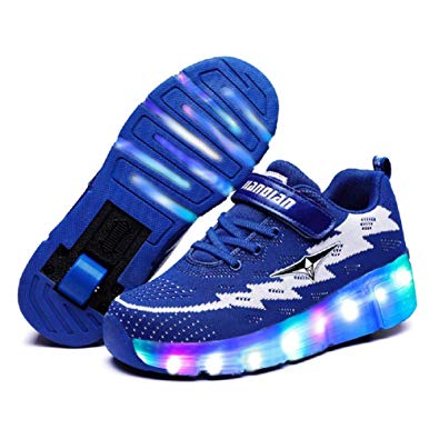 Ufatansy CPS LED Fashion Sneakers Kids Girls Boys Light Up Wheels Skate Shoes Comfortable Mesh Surface Roller Shoes Thanksgiving Christmas Day Best Gift