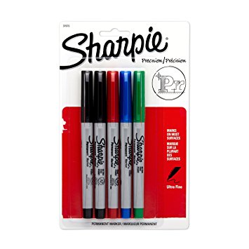 Sharpie Permanent Markers, Ultra Fine Point, Assorted Colors, 5-Count