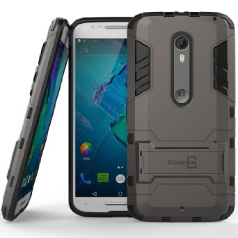 Motorola Moto X Pure Edition, CoverON® [Shadow Armor Series] Dual Layer Hybrid Cover Kickstand Phone Case for Motorola Moto X Pure Edition / Moto X Style - Gunmetal Gray & Black