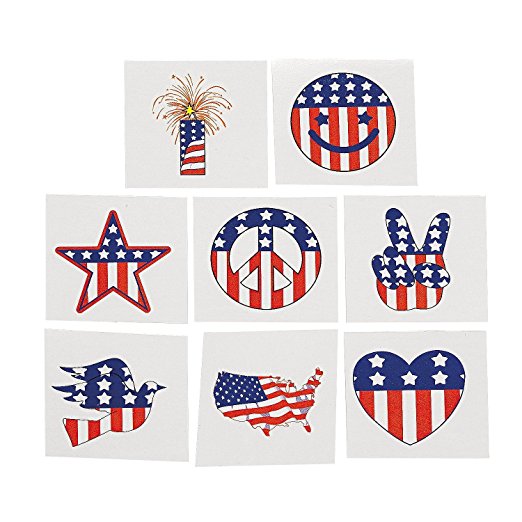 Fun Express Temporary Patriotic Tattoos Stickers - 72 Pieces