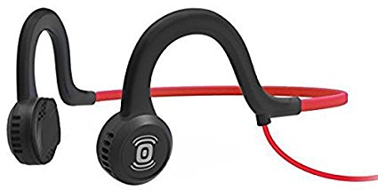 AfterShokz Sportz Titanium Open Ear Wired Bone Conduction Headphones, Lava Red (AS401LR)