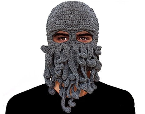 GIANCOMICS Funny Tentacle Octopus Beanie Knit Beard Hat Fisher Cap Wind Ski Mask Hat