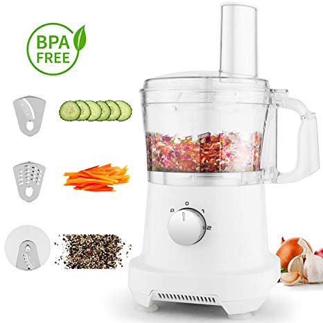 Meykey Multi-Function Food Processor 500W Kitchen Product Electric Grater Stainless Steel Blade Slicer Mixer 1.2L White