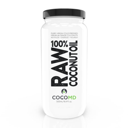 COCOMD World Exclusive 100% RAW Organic Virgin Coconut Oil 16 oz. State of the Art Extraction Retains Nutrients For Clear Skin & Healthy Hair. Whiten Teeth! Full Guarantee + Free Handcrafted Spoon.