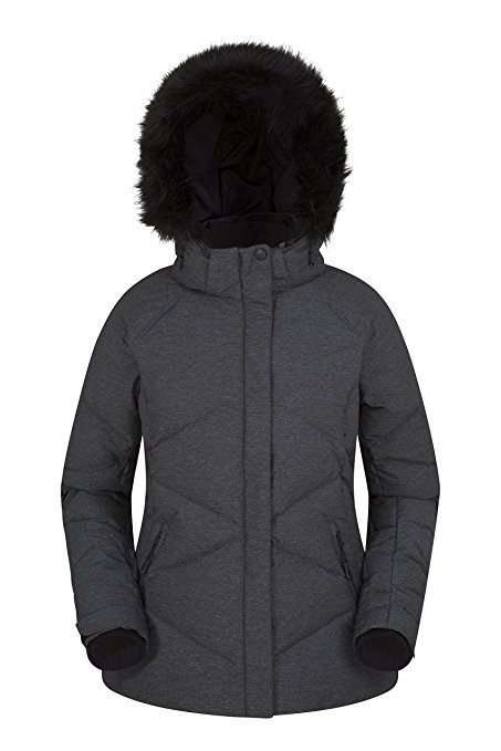 Mountain Warehouse Frost Free Down Womens Jacket - Padded Ladies Jacket, Detachable Hood, Stretch Cuffs, Water Resistant Womens Coat - Ideal Outer in Cold Weather
