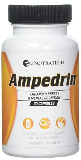 Ampedrin - All Natural Brain Function and Energy Stimulant Supplement by Nutratech, 30 Caps