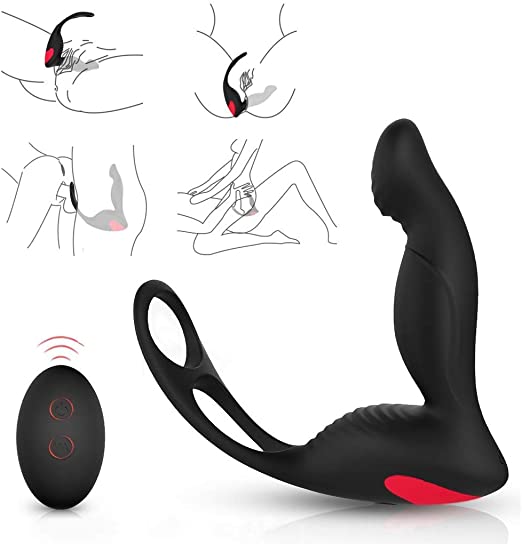 Waterproof Rechargeable 9 Modes Male P-rostate Massager, 3 in 1 Wireless Silicone Massager, Handle Therapeutic Percussion for Sore Muscle and Relaxed Tshirt