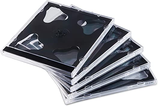 Maxtek 10.4 mm Standard Double (2 Discs Capacity) Clear CD Jewel Case with Black Tray, 10 Pack