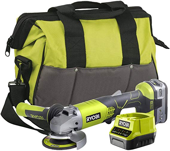 Ryobi R18AG-140S 18V ONE  Cordless Angle Grinder Starter Kit (1 x 4.0Ah)