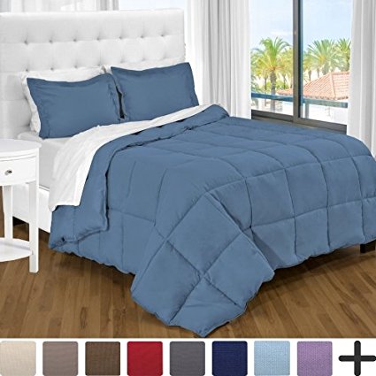 Ultra-Soft Premium 1800 Series Goose Down Alternative Comforter Set - Hypoallergenic - All Season - Plush Fiberfill, Twin Extra Long (Twin XL, Coronet Blue)