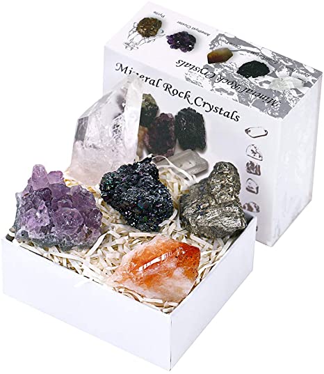 CXD-GEM Mineral Rock Crystals Gift Box Healing Gemstone Collection - Irregular Stone Specimen(Set C)