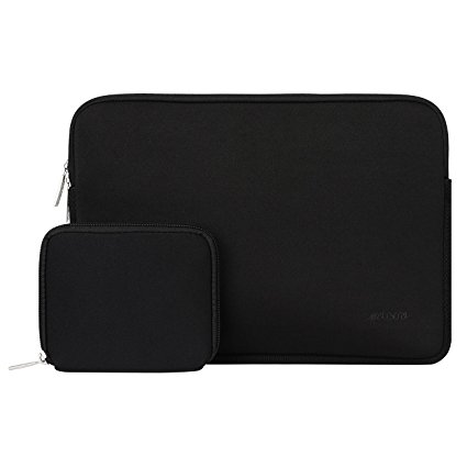 Mosiso Water Repellent Lycra Sleeve Bag Cover for 13-13.3 Inch Laptop with Small Case for MacBook Charger, Black