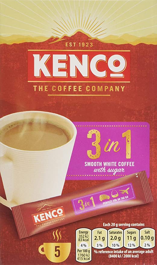 Kenco 3 In 1 Smooth White Instant Coffee With Sugar, Pack of 7