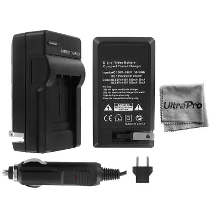 UltraPro Canon EOS 60D Digital Camera Battery Charger 110220v with Car and EU adapters - UltraPro Replacement Charger for Canon LP-E6 Battery