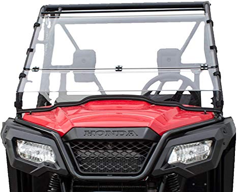 Clearly Tough Honda Pioneer 500 Windshield - Full Folding -Scratch Resistant- Ultimate in SXS Versatility! Easy on and Off. Full to Half in secondsPremium Poly w/Scratch Resistant Hard Coat