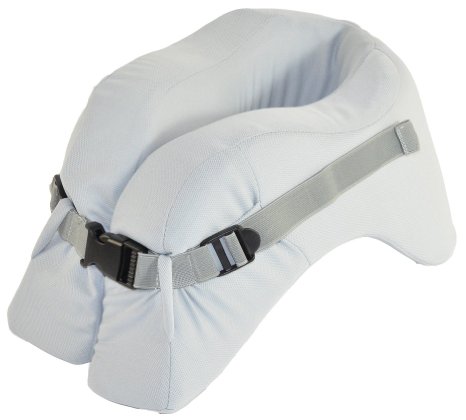 Travel Neck Pillow that keeps Head and Chin in relaxed Position. FREE Eye Cover. (Grey)