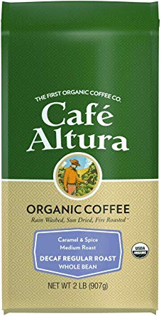 Cafe Altura Whole Bean Organic Coffee, Regular Roast Decaf, 2 Pound