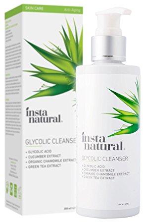 Vitamin C Facial Cleanser - Anti Aging, Breakout & Wrinkle Reducing Face Wash - Clear & Reduced Pores - Organic & Natural Ingredients - Oily, Dry & Sensitive Skin - by InstaNatural - 6.7 OZ (Glycolic)