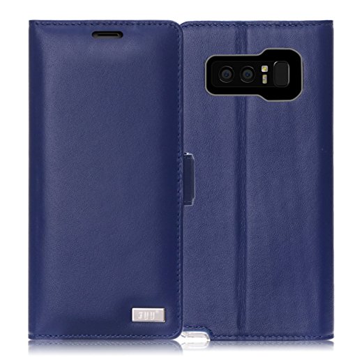 Note 8 Case, Galaxy Note 8 Case, FYY [RFID Blocking wallet] Premium Genuine Leather 100% Handmade Wallet Case Credit Card Protector for Samsung Galaxy Note 8(2017) Navy Blue