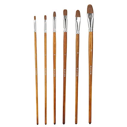 6PCS Paint Brushes, Gouache Brush Art Horse Hair Wood Handle Brush Painting Tool(8801)