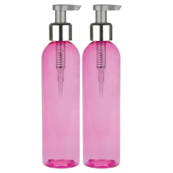 MoYo Natural Labs Pink Kitchen Dispenser Bottle Refillable Soap Pump Bathroom Container 8 oz Pack of 2