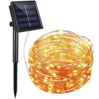 Useber Solar String Lights 100 LED Starry Fairy Lights Waterproof Ambiance lighting 10M/33FT with Light Sensor for Garden, Home, Wedding, Party, Christmas, Halloween (Warm White)