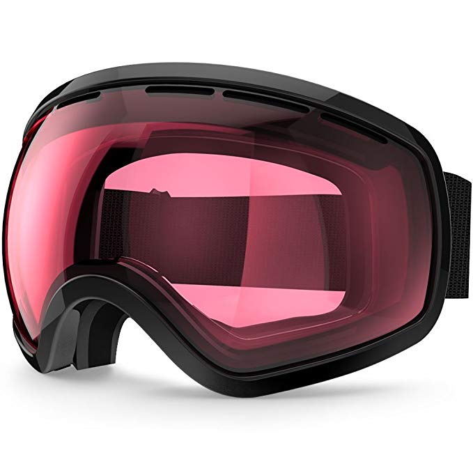 Zionor Lagopus X10 Unisex Frame/Frameless Snowboard Ski Goggles with Dual Layer Lens 100% UV400 Protection Anti-fog with Fix-point Anti-slip Strap