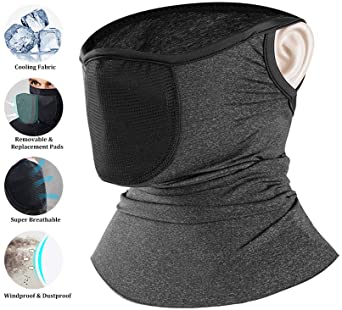 Evershop Face Covering with Filter for Men Women,Balaclava Neck Gaiters Bandanas Washable