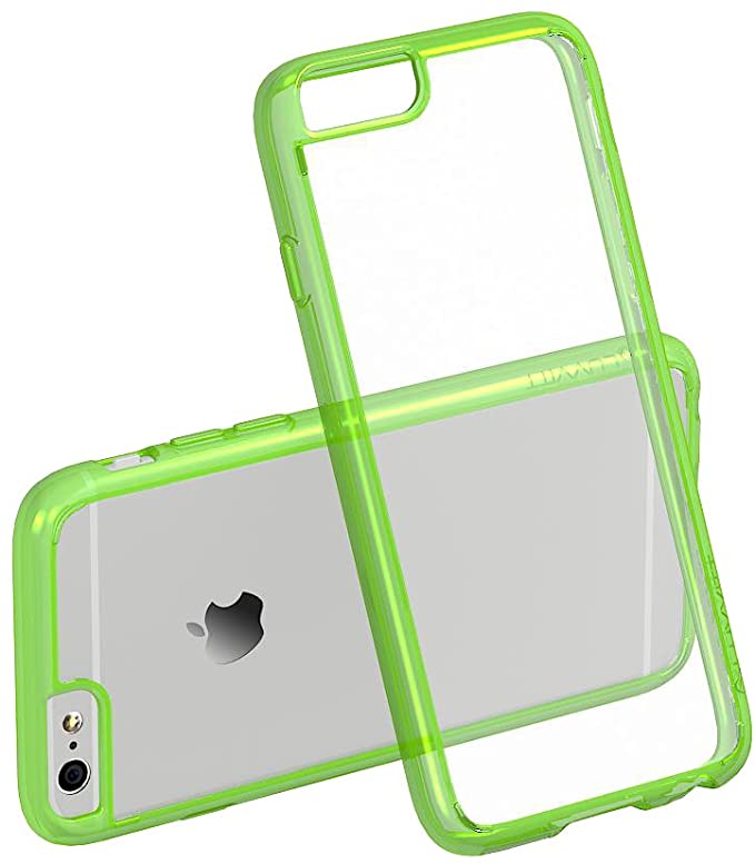iiPhone 6s Case Green, LUVVITT [Clearview] Hybrid Scratch Resistant Back Cover with Shock Absorbing Bumper for Apple iPhone 6/6s (4.7) - Neon Green