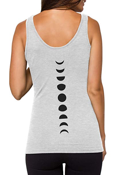 TREELANCE Organic Cotton Black White Yoga Workout Tank Tops Shirts Graphic Tees for Women
