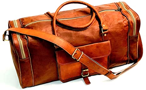 24" Vintage Style Brown Leather Duffel Bag - Gym Sports Luggage Travel Overnight Weekender - by Firu-Handmade