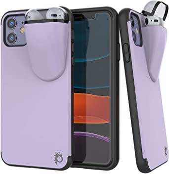 Punkcase iPhone 11 Airpods Case Holder (TopPods Series) | Slim & Durable 2 in 1 Cover Designed for iPhone 11 (6.1") | Protects Your Phone & Stores Your AirPods Gen. 1 & 2 [Purple]