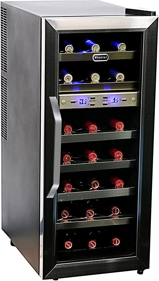 Whynter WC-215AZ 21 Bottle Dual Temperature Zone Freestanding Wine Cooler