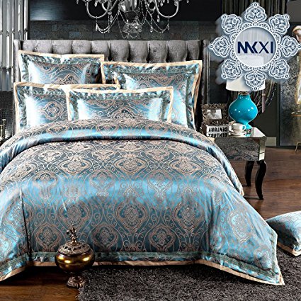 Sateen Duvet Cover King Size European Patterns Soft Silky Textile Generous Bedding Set by MKXI