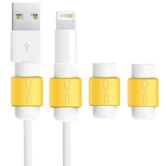 LimitStyle Lightning Saver (Yellow 4-Pack) - Protective for Apple USB Lightning Cables (for Apple iPhone / iPad mini / iPad Air)