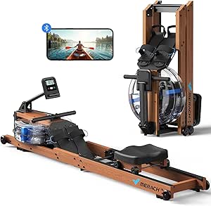 MERACH Water Rowing Machines for Home, Foldable Row Machine with 400LBS Weight Capacity, Dedicated Monitor and Comfortable Seat, Free MERACH App for Immersive Water Rower