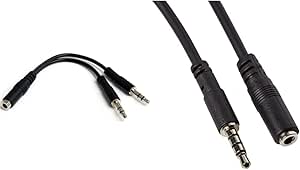 StarTech.com 3.5mm 4 Position to 2X 3 Position 3.5mm Headset Splitter Adapter & .com 2m 3.5mm 4 Position TRRS Headset Extension Cable