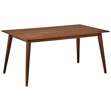 Rivet Mid-Century Modern Oak Dining Table, 63" W, Walnut