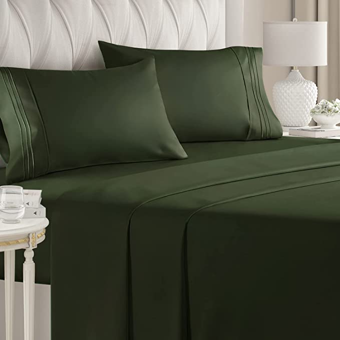 King Size Sheet Set - 4 Piece Set - Hotel Luxury Bed Sheets - Extra Soft - Deep Pockets - Easy Fit - Breathable & Cooling - Wrinkle Free - Comfy – Emerald Green Bed Sheets - Kings Sheets – 4 PC