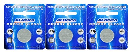 ACDelco CR2032 3V Lithium Coin Cell Battery, Watch and Electronics Button Batteries, 3 Count