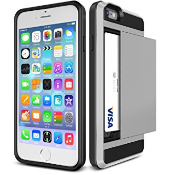 iPhone 6  & 6S PLUS Case, Impact Resistant [HARD SHELL] Hybrid Bumper, [HEAVY DUTY] Drop & Shockproof Wallet, Credit Card Slot for iPhone 6  & 6S PLUS (5.5’’) by VANGUARD CASES® (Sterling Silver)